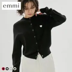 emmi【HEART】 eco ハートニットカーディガン　ブラック