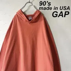 USA製 古着 90's オールド GAP ロンT パーカー サーモンピンク
