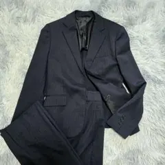 ​美品 I.M.G.N 洗える パンツスーツ 上下 ストライプ 黒 L Mのサムネイル