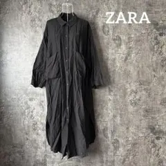⭐︎175 ZARA ザラ リヨセル100%シャツワンピース ロング丈 体型カバー