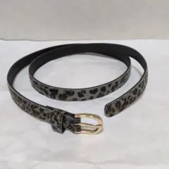 2/14まで値下げ　ヒョウ柄 合成皮革 ベルト ゴールドバックル