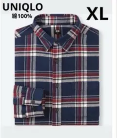 UNIQLOユニクロ　XL タータンチェック　ネルシャツ　綿　ネイビー　春秋冬