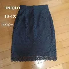 ユニクロ ネイビー レーススカート S
