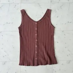 レイビームス リブタンクトップ 綿100 バックVネック ノースリーブTシャツのサムネイル