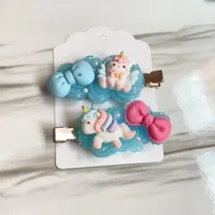 〔5〕ハンドメイドヘアピン2個セット　ホイップデコ