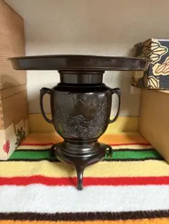 青磁色・美術品・吉祥柄・舞鶴模様 ・陶器 ・壺型・花瓶・置物 - メルカリ