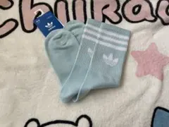 adidas 水色 ストライプ ソックス 23-25cm 新品