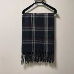 チェック柄マフラー フリンジ付き