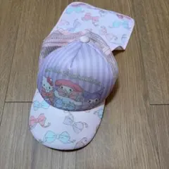 【匿名配送】Sanrio 日よけつきキャップ　キッズ52-54cm