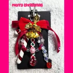 クリスマスチャーム・ビーズキーホルダー・ストラップ・赤・ミサンガ・リボン・ベル