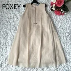 極美品✨フォクシー 定価12.9万 春夏に◎シフォン パウダーベールドレス
