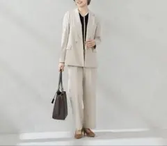 AOKI！パジャマスーツ！ツイードジャージー ダブルジャケット セットアップ