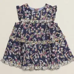 センスオブワンダー　リバティ花柄ロゴチュニック　120 ネイビー　フラワーパワー