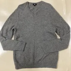 UNIQLO ユニクロ　ウールVネックニット　グレー　Lサイズ