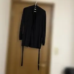 黒いリブ編み長袖カーディガンのサムネイル
