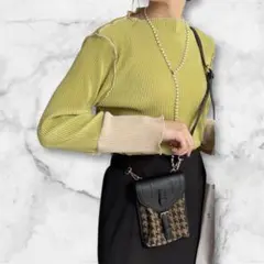 新品セヴォン袖先配色プリーツメロープルオーバー　オリーブグリーン＆ベージュF長袖