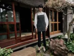 ZARA メタリック糸入りブラックツイードワンピース