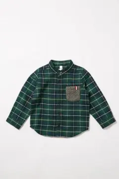 【60%OFF】新品子供服100 スタンドカラーチェックシャツ 長袖 F.P