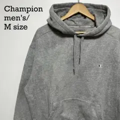USA古着 Champion プルオーバーパーカー M グレー ワンポイントロゴ