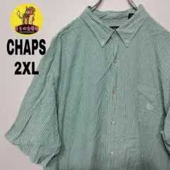 USA古着 CHAPS　半袖ボタンシャツ　グリーンホワイト