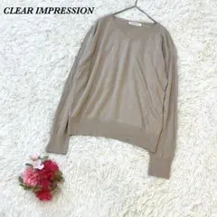 クリアインプレッション Vネックニット 長袖 ベージュ系 カジュアル シンプル
