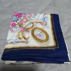 Christian Dior 花柄　綿ハンカチ 約46cm
