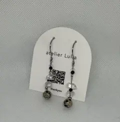 *8 【迷子のダルメシアンジャスパー】handmadeピアス/イヤリング