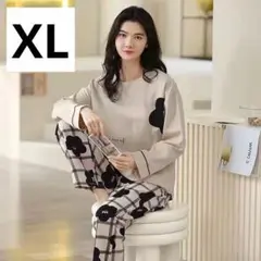 ルームウェア 花柄 XL パジャマ セットアップ レディース フラワー 秋冬