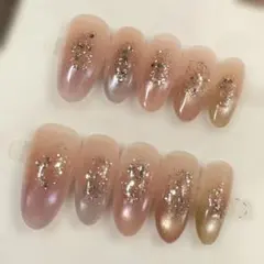 グラデーションピンク グリッター ネイルチップ 10個入り Sサイズ