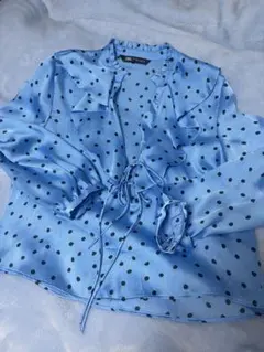 ZARA 水玉模様 フリル付き ブラウス M