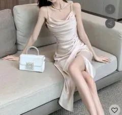 【極美品】ワンホン韓国 シルキーキャミ パールロングドレス キャバドレス結婚式