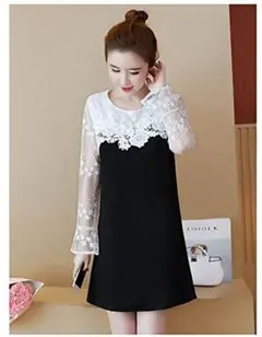 LL 新品 長袖シースルーミニ丈ワンピース 黒 大きいサイズ レディース 白 春