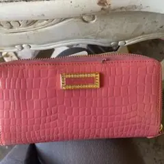 ピンク クロコダイル風 二つ折り財布