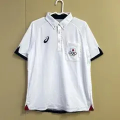 （Y）アシックス オリンピック 日本代表 ポロシャツ M ホワイト JAPAN