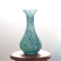 津軽びいどろ 花瓶 内白 美品 Green Blue Glass 花器のサムネイル