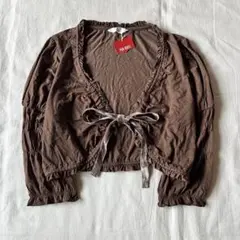 【新品】PINK HOUSE カーディガン ブラウン リボン 肌触り◎ 日本製