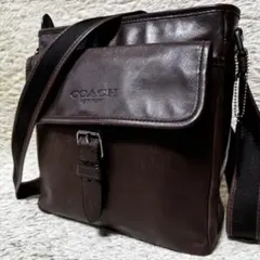 COACH ショルダーバッグ　斜め掛け　ロゴ型押し　サコッシュ　オールレザー