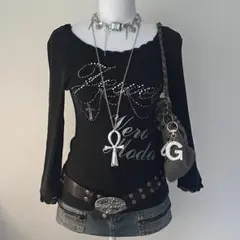 ❤︎00s マクブリング y2k 平成ギャル ラインストーンレース付きカットソー