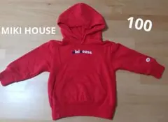 ミキハウス MIKI HOUSE ロゴ パーカー レッド　定番