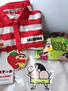 値下げ！クレヨンしんちゃん 3点　LALABOBOコラボ ワンピ トート　巾着のサムネイル