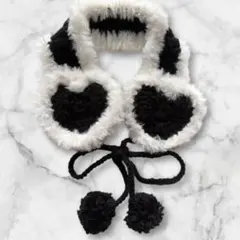 イヤーマフ　耳あて　ハート　編み物　ハンドメイド