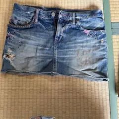 ヒステリックグラマー デニムミニスカート刺繍スタッズ付き　XS