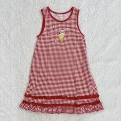 MEZZOPIANO ギンガムチェック 赤白 ノースリーブワンピース 120cm