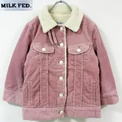 キッズS　ミルクフェド　裏ボア＆中綿入りコーデュロイトラッカージャケット　ピンク