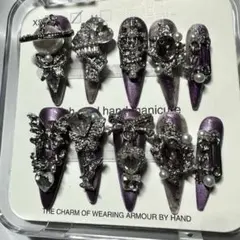 ハンドメイド　ゴージャス　紫　ネイルチップ　10個セット