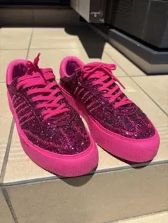 adidas ピンク グリッター スニーカー　キラキラ　厚底
