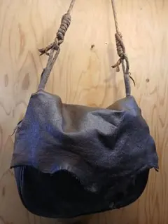 レザーショルダーバッグ ダークブラウン