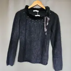 ケティ❤️ラビットファー付き❤️りぼん&ビジューアンゴラニット❤️最終価格❤️