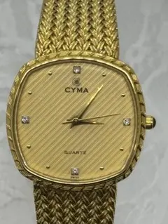 稼働CYMA クォーツ 腕時計 604SP ダイヤ4石ゴールドカラー オシャレのサムネイル