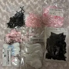 SHEIN リボン 羽 ピンク 黒 パーツ ヘアクリップ